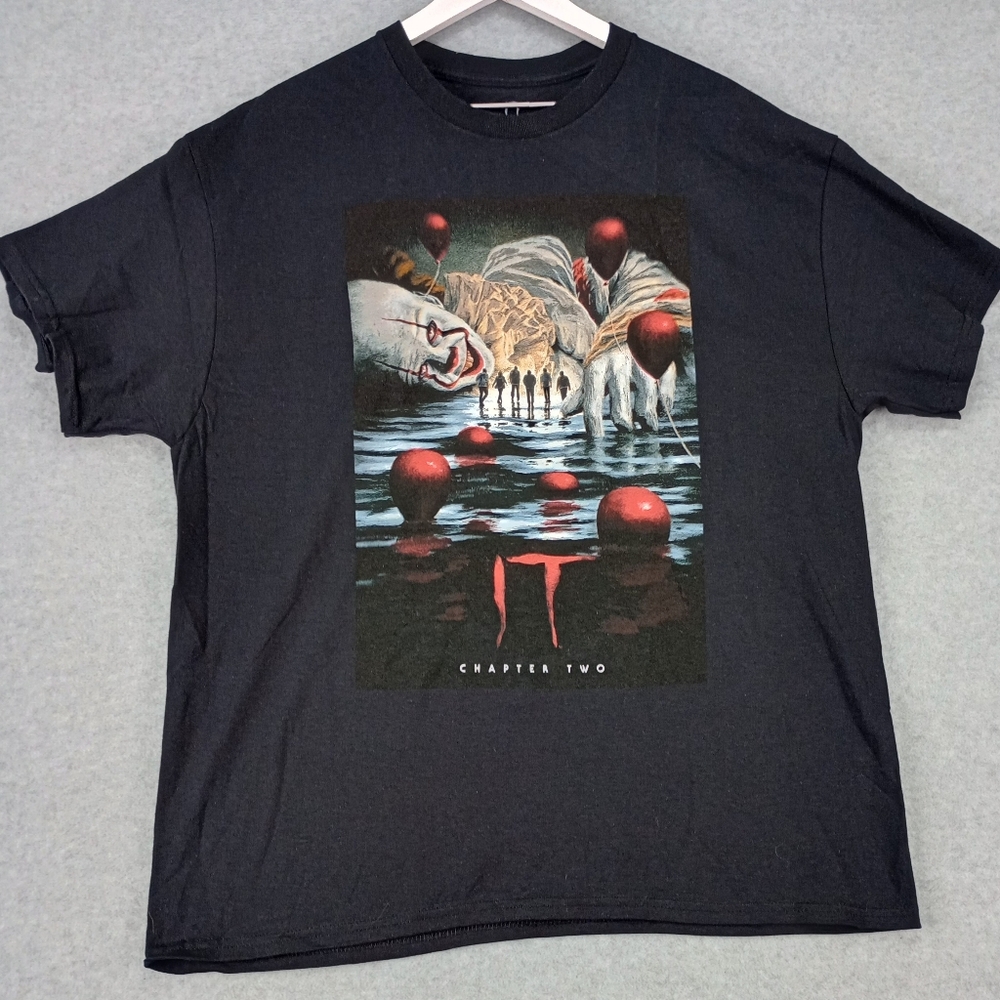 It Chapter Too Pennywise Black XL Horror Crew T Shirt Red Balloons And Friends